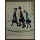 L.S. Lowry, R.B.A., RA (1887-1976) "The Family," coloured print, Signed  by the artist, approx.