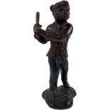 20th Century American School A bronze anthropomorphic Model of a Bear, dressed as a Baseball