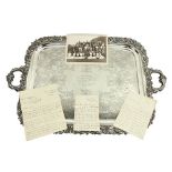 Waterford: A large decorative silver plated Serving Tray, with embossed floral edge and open