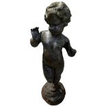 A heavy cast iron Pool Ornament, in the form of a cherub, 56cms (22"). (1)