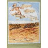 Brian Bourke, H.R.H.A. (b. 1936) "Sweeney over Knockalough," pencil and watercolour, approx. 76cms x