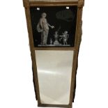 An attractive 19th Century giltwood upright Console Mirror, with painted and blackened upright panel