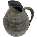 A large steel bound and coopered wooden barrel type Wine Jug, 38cms (15"). (1)