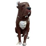 An unusual and attractive painted composition Model of a Mastiff Hound, seated, approx. 81cms (32')
