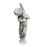 A fine quality 19th Century cast lead Fountain Figure, in the form of a standing cherub holding a