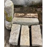 Five various carved granite Plinths or Staddle Stone Stands, each of rectangular form, 79cms (31")