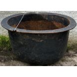 A large heavy oval cast iron Famine Pot, c. 1847, 46cms x 66cms (18" x 26"). (1)