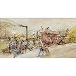 B. Parrish - 19th Century English School "Portable Steam Engine and patent combined Threshing and