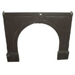 An early polished grey slate Chimneypiece, with two triangular moulded sections with canted sides