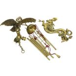 A brass Ceiling Light, modelled as an eagle with outstretched wings, together with a brass Wall