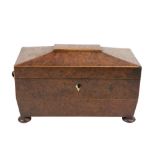 A William IV birds-eye-maple Tea Caddy, of casket form enclosing two lidded canisters and an