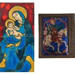 A framed Limoges enamel Panel, depicting a Saint, 13cms x 10cms (5 1/4" x 4"), another unframed