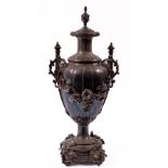 A good heavy Victorian silver plated vase shaped two handled Table Centre, with urn finial