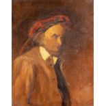 19th Century Scottish School "Portrait of a Clan Head wearing plaid tam" 24cms x 19cms (9 1/2" x 7