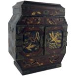 An attractive 19th Century Japanese lacquered Table Cabinet, lift top opening to reveal further