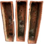 A set of 3 oblong terracotta Planters, 92cms (36"). (3)