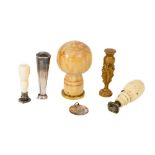 A collection of antique and modern engraved Hand Seals, with wooden, brass and other handles. As a