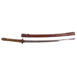 A good early Japanese Sword, Katana, Signed  on the Tang, with bronze tsuba and habaki, 27" single