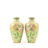 A fine pair of Jingfa Chinese cloisonné enamel baluster shaped Vases, decorated with butterflies and
