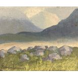 Kevin Simms (b. 1932) "Near Roundstone, Connemara," O.O.B., Signed also inscribed verso, 10cms x