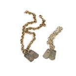 A silver Ladies 'Gucci' link chain Necklace, with engraved tags; together with a matching