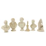 A collection of 19th Century Parian Busts, including The Duke of Wellington, Byron, Charles