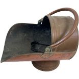 An old copper Coal Helmet, with swing handle. (1)