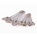 A set of 4 Irish Victorian silver rat-tail Dessert Spoons, Dublin 1854 by John Smith, a pair of