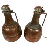 Two similar Indian copper Table Lamps, converted, 53cms (21"). (2)