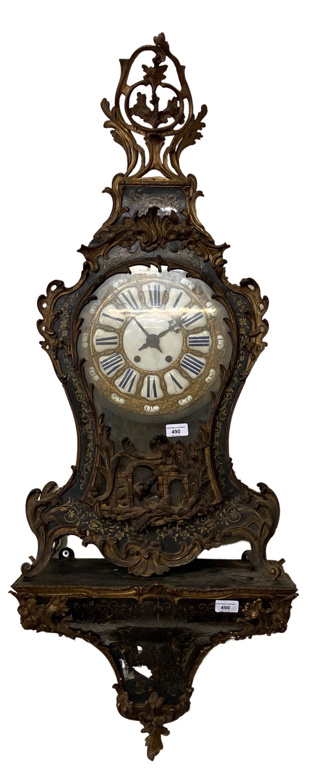 A fine quality 18th Century French ebonised and brass inlaid boulle Bracket Clock, the pierced