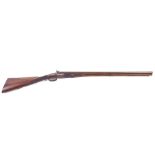 A good 12 bore double barrel percussion Antique Weapon, by Manton, London, the half walnut stock
