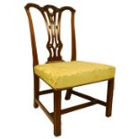 An attractive 19th Century Georgian style mahogany Side Chair, with pierced splat back, the seat