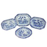 A Chinese blue and  white Nankin Platter, 18th Century, 37cms (14 1/2"), a similar smaller, 32cms (