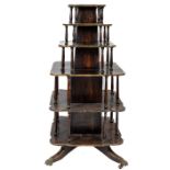 A Regency period grained rosewood 6 tier, square graduating Centre Room Bookcase, each reeded