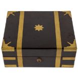 A good 19th Century brass mounted rosewood Gentleman's Vanity Box, with silver plated cutglass and