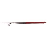 An early steel Pike Head, with red painted wooden handle, 124cms (49"). (1)