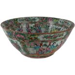 A Chinese polychrome Bowl, Cantonese - 19th Century, decorated with colourful figures, birds and