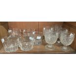A good set of 5 early - 19th Century Irish cutglass stemmed Tumblers, 13.5cms (5 1/4); together with