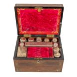 An attractive 19th Century rosewood Ladies Vanity Work Box, inlaid with brass and mother-o-pearl,