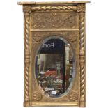 A 19th Century Irish gilt Pier Mirror, with inverted breakfront cornice above a leaf moulded