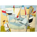 Silva Palmeira, Portuguese, (b. 1934) "Barcos," woven tapestry, abstract colourful scene, approx.