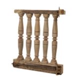 A late 17th Century oak Altar Balustrade Gate, with five sections, each nicely turned with long