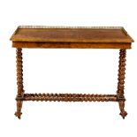 A good Victorian figured walnut Writing Table or Side Table, with a later three quarter brass