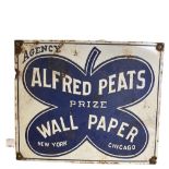 A Vintage enamel Advertisement Sign, "Alfred Peats Prize Wallpaper - New York and Chicago,"