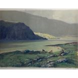 James Humbert Craig, R.H.A. (1877-1944) "Silver Mists, Lough Finn," coloured print, signed  by the