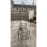 A three tier painted metal Tree Planting Brace, 229cms (90"); together with five Hedge Planting