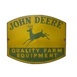 A Vintage enamel Advertisement Sign, for "John Deere Quality Farm Equipment," approx. 33cms x