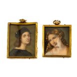 After Raffaello Sanzio "Self Portrait (1483-1520)" in brass frame and another matching miniature