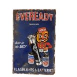 A Vintage enamel Advertisement Sign, "Eveready - Flash Lights and Batteries," approx. 46cms x 31cms;