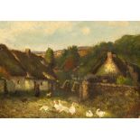 Late 19th Century / early 20th Century Irish School "A small Farming Hamlet with thatched